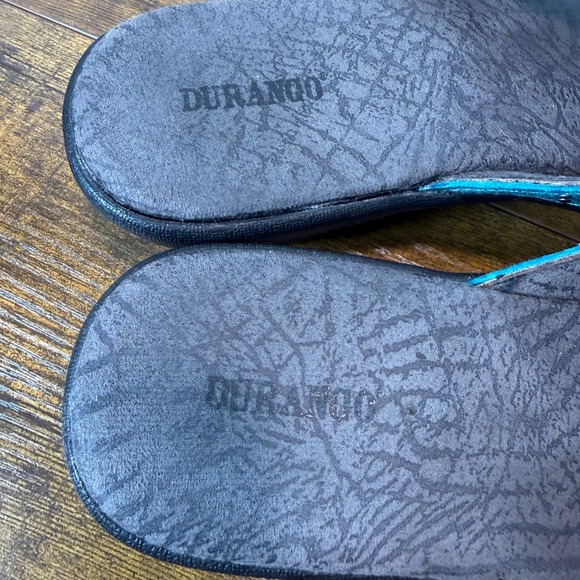 DURANGO Turquoise Rhinestone Embellished Wedge Sandals Size 9 Western Bling Boho - Picture 4 of 11